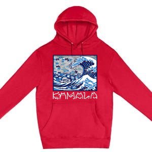 Blue Cats Wave For Kamala Funny Premium Pullover Hoodie