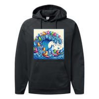 Blue Cats Wave For Kamala Performance Fleece Hoodie