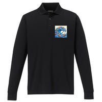 Blue Cats Wave For Kamala Performance Long Sleeve Polo