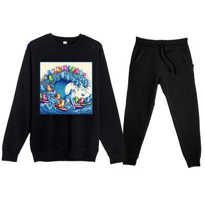 Blue Cats Wave For Kamala Premium Crewneck Sweatsuit Set