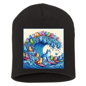 Blue Cats Wave For Kamala Short Acrylic Beanie