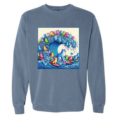 Blue Cats Wave For Kamala Garment-Dyed Sweatshirt