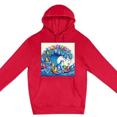 Blue Cats Wave For Kamala Premium Pullover Hoodie