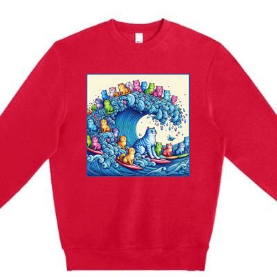 Blue Cats Wave For Kamala Premium Crewneck Sweatshirt