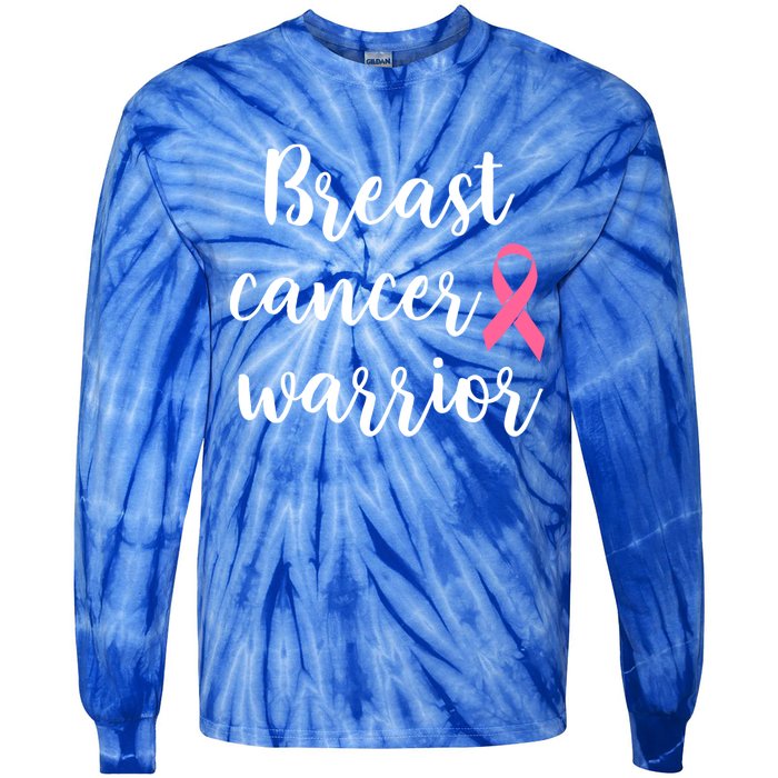 Breast Cancer Warrior Gift Tie-Dye Long Sleeve Shirt