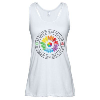 Be Careful Who You Hate LGBT Pride Ladies Essential Flowy Tank