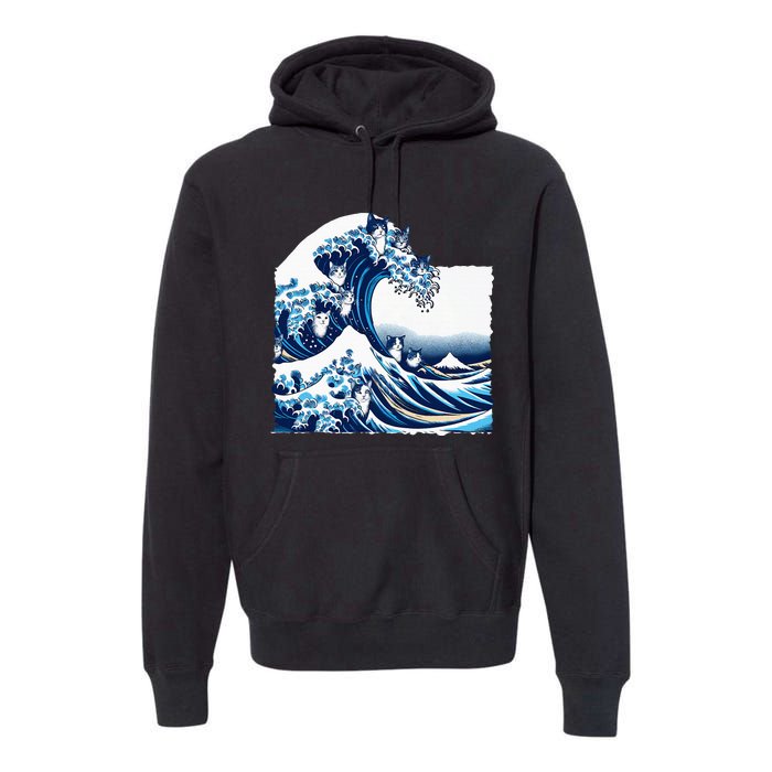 Blue Cats Wave For Kamala Funny Cat Owners Kamala Harris Premium Hoodie