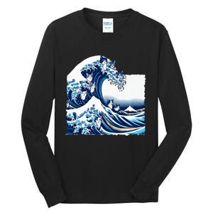 Blue Cats Wave For Kamala Funny Cat Owners Kamala Harris Tall Long Sleeve T-Shirt