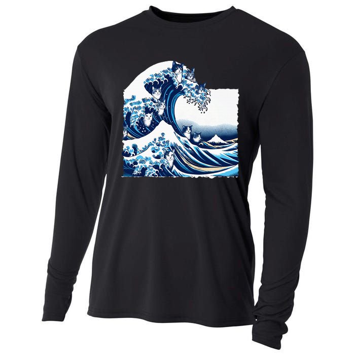 Blue Cats Wave For Kamala Funny Cat Owners Kamala Harris Cooling Performance Long Sleeve Crew