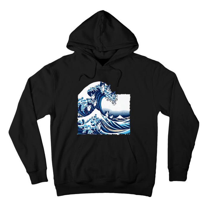 Blue Cats Wave For Kamala Funny Cat Owners Kamala Harris Tall Hoodie