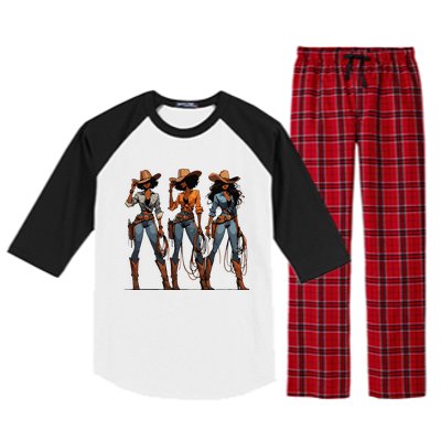 Black Cowgirl Western Rodeo Melanin Black History Texas Raglan Sleeve Pajama Set