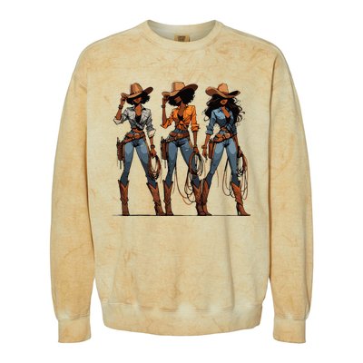 Black Cowgirl Western Rodeo Melanin Black History Texas Colorblast Crewneck Sweatshirt