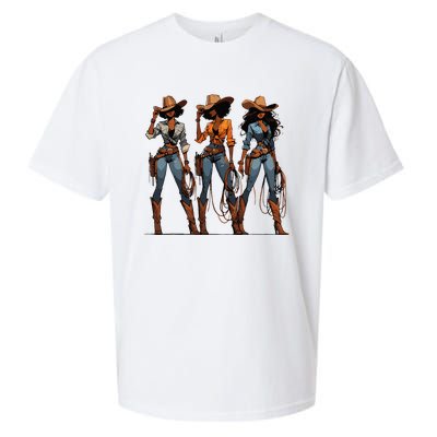 Black Cowgirl Western Rodeo Melanin Black History Texas Sueded Cloud Jersey T-Shirt