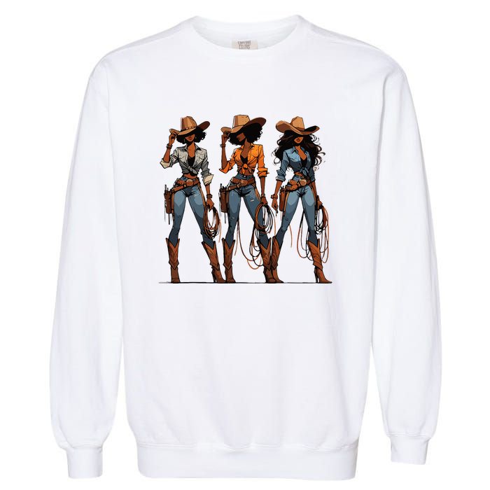 Black Cowgirl Western Rodeo Melanin Black History Texas Garment-Dyed Sweatshirt