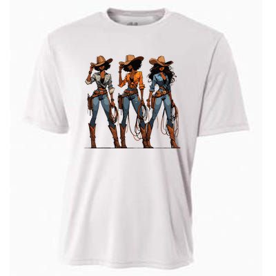 Black Cowgirl Western Rodeo Melanin Black History Texas Cooling Performance Crew T-Shirt