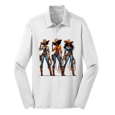 Black Cowgirl Western Rodeo Melanin Black History Texas Silk Touch Performance Long Sleeve Polo