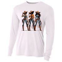 Black Cowgirl Western Rodeo Melanin Black History Texas Cooling Performance Long Sleeve Crew