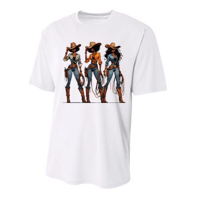 Black Cowgirl Western Rodeo Melanin Black History Texas Performance Sprint T-Shirt