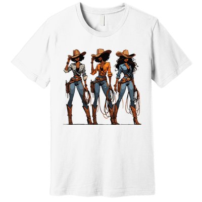 Black Cowgirl Western Rodeo Melanin Black History Texas Premium T-Shirt