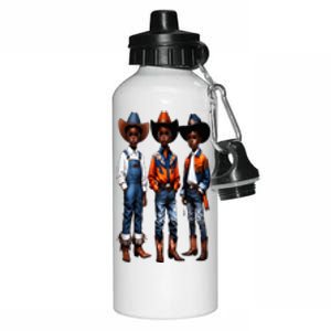 Black Cowboy Western Rodeo Melanin Black History Texas Aluminum Water Bottle