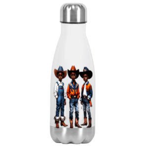 Black Cowboy Western Rodeo Melanin Black History Texas Stainless Steel Insulated Water Bottle