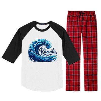 Blue Cats Wave For Kamala Raglan Sleeve Pajama Set