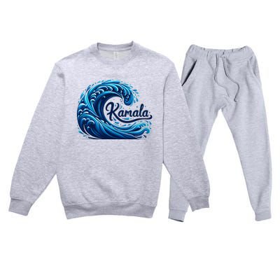 Blue Cats Wave For Kamala Premium Crewneck Sweatsuit Set