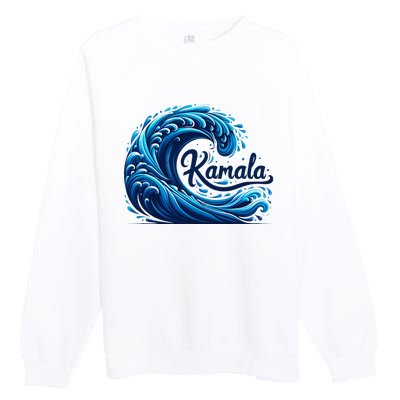 Blue Cats Wave For Kamala Premium Crewneck Sweatshirt