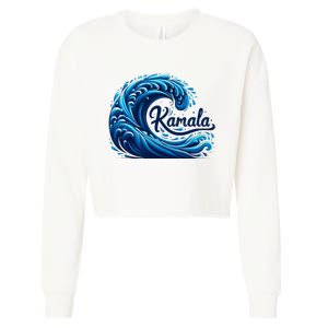 Blue Cats Wave For Kamala Cropped Pullover Crew