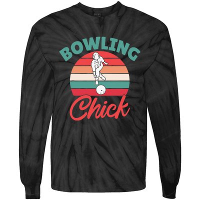 Bowling Chick Women Team Bowler Tie-Dye Long Sleeve Shirt