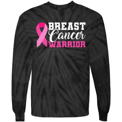 Breast Cancer Warrior Pink Ribbon Tie-Dye Long Sleeve Shirt