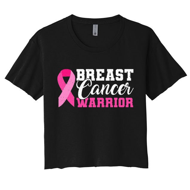 Breast Cancer Warrior Pink Ribbon Crop Top