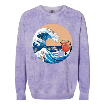 Blue Cat Wave Trump Kamala Colorblast Crewneck Sweatshirt