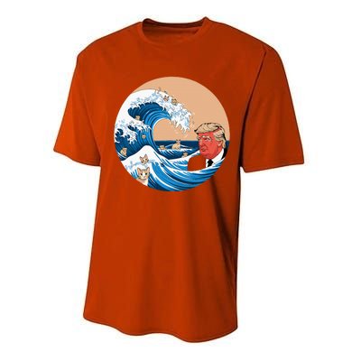 Blue Cat Wave Trump Kamala Performance Sprint T-Shirt