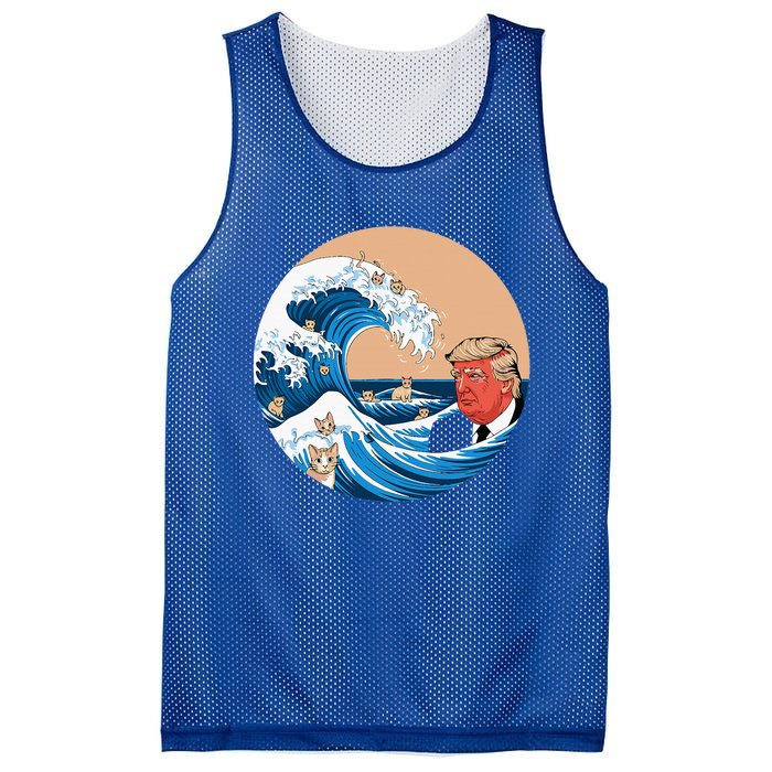 Blue Cat Wave Trump Kamala Mesh Reversible Basketball Jersey Tank