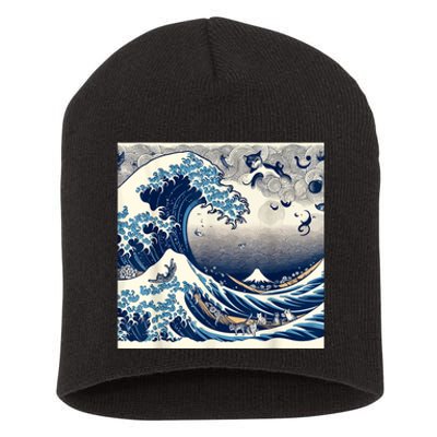 Blue Cats Wave For Kamala Funny Short Acrylic Beanie