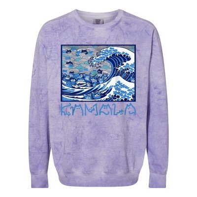 Blue Cats Wave Childless Cat Lady For Kama 2024 Colorblast Crewneck Sweatshirt