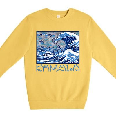 Blue Cats Wave Childless Cat Lady For Kama 2024 Premium Crewneck Sweatshirt