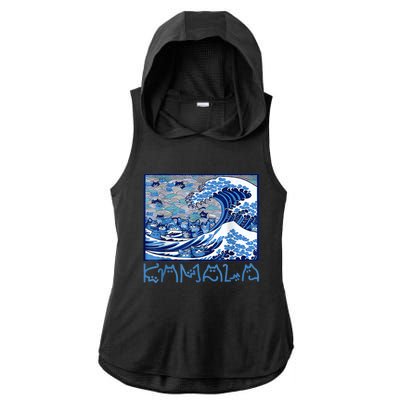 Blue Cats Wave Childless Cat Lady For Kama 2024 Ladies PosiCharge Tri-Blend Wicking Draft Hoodie Tank