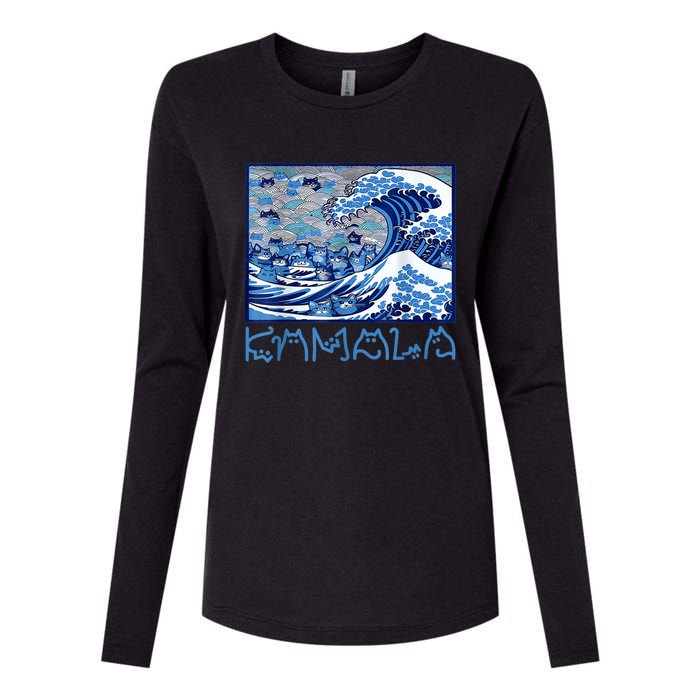 Blue Cats Wave Childless Cat Lady For Kama 2024 Womens Cotton Relaxed Long Sleeve T-Shirt