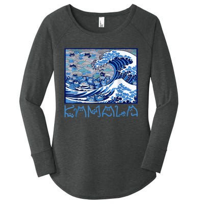 Blue Cats Wave Childless Cat Lady For Kama 2024 Women's Perfect Tri Tunic Long Sleeve Shirt