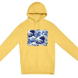 Blue Cats Wave For Kamala Funny Cat Owners Kamala Harris Premium Pullover Hoodie