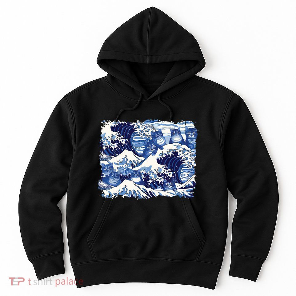 Blue Cats Wave For Kamala Funny Cat Owners Kamala Harris Hoodie