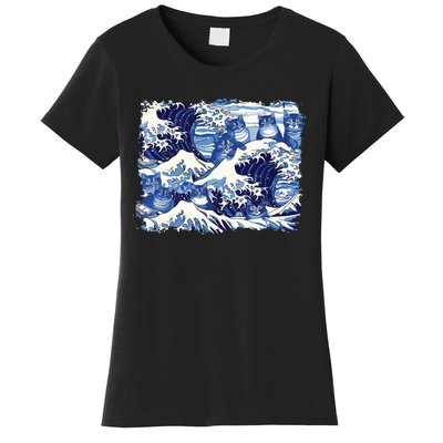 Blue Cats Wave For Kamala Funny Cat Owners Kamala Harris Women's T-Shirt