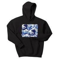 Blue Cats Wave For Kamala Funny Cat Owners Kamala Harris Kids Hoodie