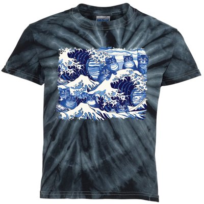 Blue Cats Wave For Kamala Funny Cat Owners Kamala Harris Kids Tie-Dye T-Shirt