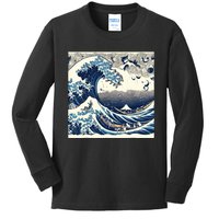 Blue Cats Wave For Kamala Funny Kids Long Sleeve Shirt