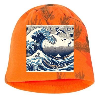 Blue Cats Wave For Kamala Funny Kati - Camo Knit Beanie