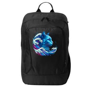 Blue Cat Wave For Kamala 47 Funny Cat Ladies Harris 2024 Cool Gift City Backpack