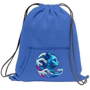 Blue Cat Wave For Kamala 47 Funny Cat Ladies Harris 2024 Cool Gift Sweatshirt Cinch Pack Bag